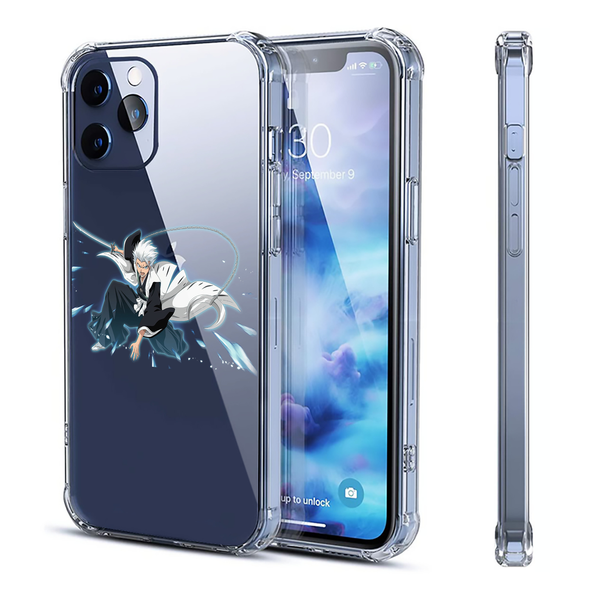 （画像用） ブリーチ 日番谷冬獅郎（ひつがや とうしろう） BLEACH Hitsugaya Toushirou 【iPhone 12シリーズ対応】透明スマホケース（クリアソフトケース）